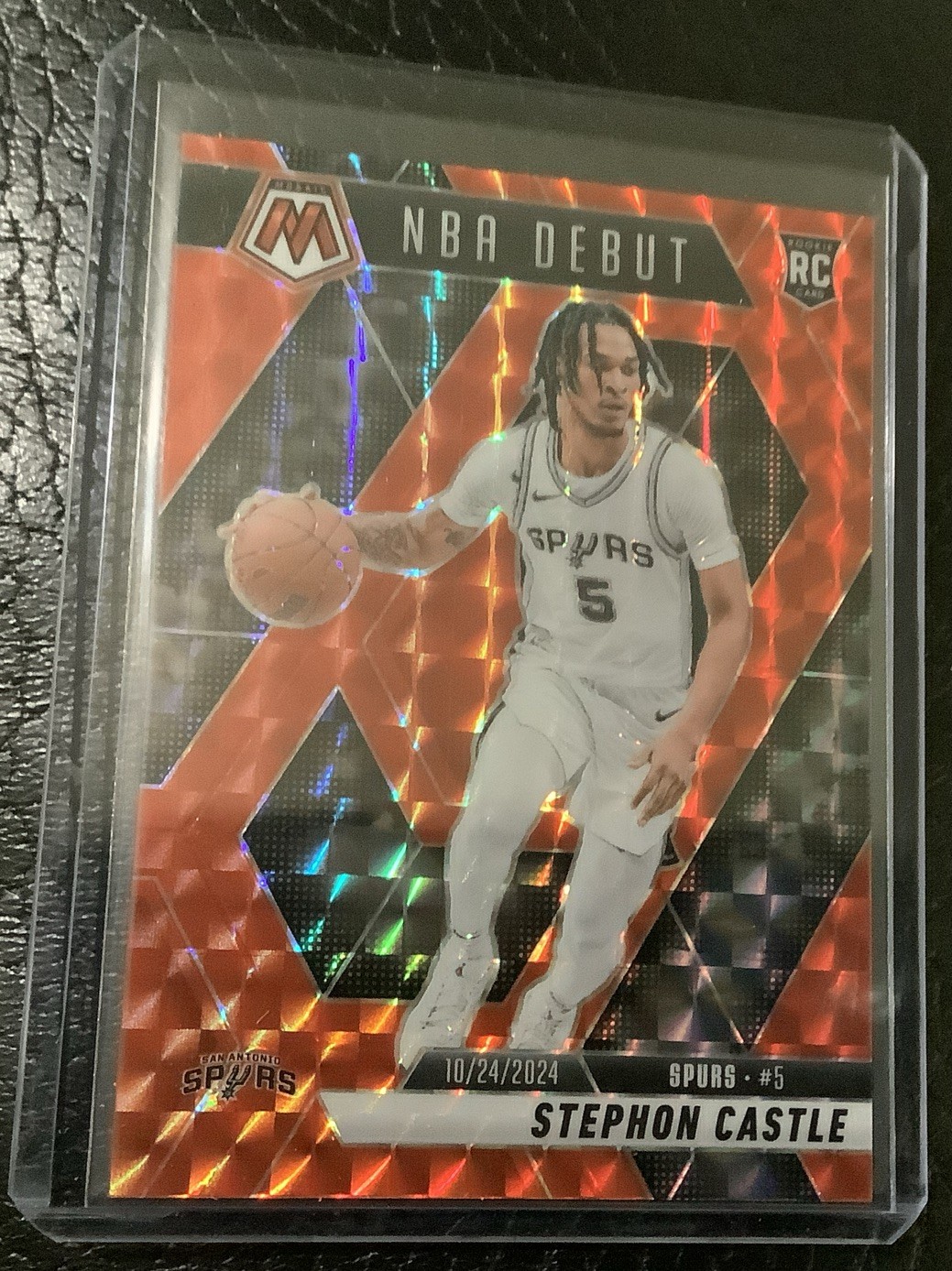 Stephon Castle (RC) 2024-25 Mosaic - Rookie NBA Debut Orange /249 - Spurs #267