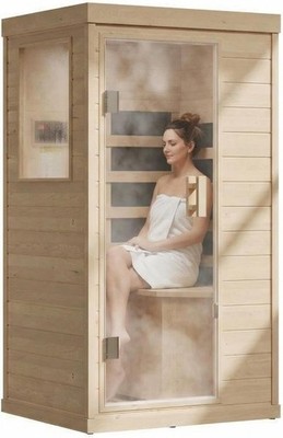 1 LED 2 Person Far Infrared Sauna Low EMF Carbon Heater Hemlock Wood Bluetooth