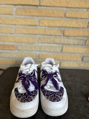Nike Air Force 1 Low White Custom Purple Paisley Women s Size 9
