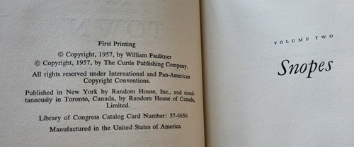 William Faulkner 3 FIRST Printing Editions; The Town, The Mansion, The Reivers. - Picture 4 of 5