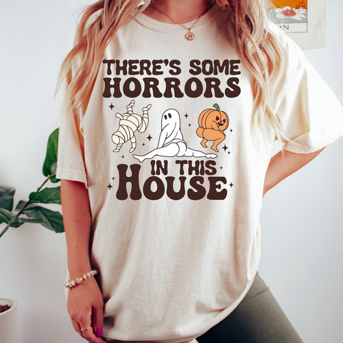 Halloween Mummy Tee, There's Some Horrors In This House T-Shirt Spooky T-Shirt - Picture 4 of 6