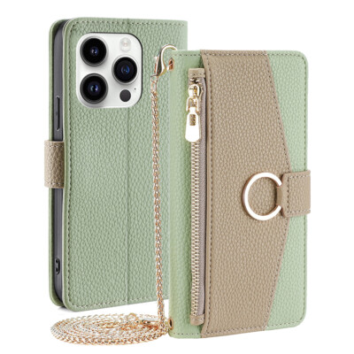 For iPhone 16/15/13/12 17 Pro Max 14 Zipper Wallet Case Cover w/ Crossbody Strap