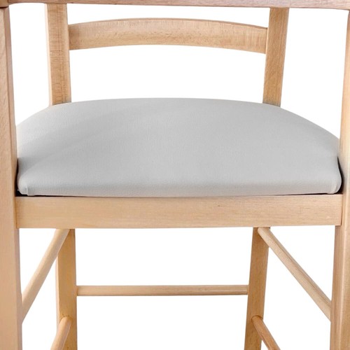 Trona De Madera Natural Con Asiento De Similpiel Gris Claro - Imagen 4 de 4