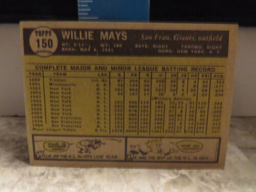 Topps Willie Mays #150 1961 excelente estado original - Imagen 2 de 2