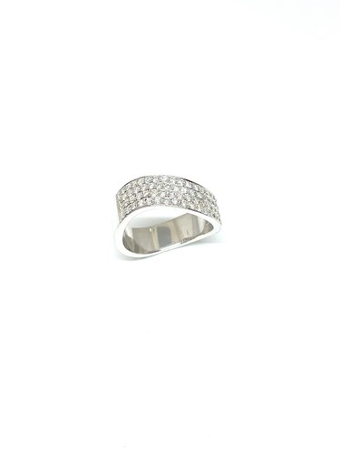 Alliance en or blanc 18 carats et diamants forme ondulée sertie de diamants - Picture 2 of 14