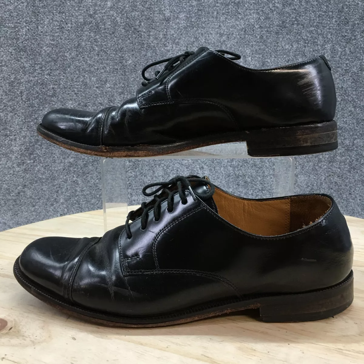 Cole Haan Shoes Mens 8 D Oxford Black Leather Round Cap Toe Lace Up Casual