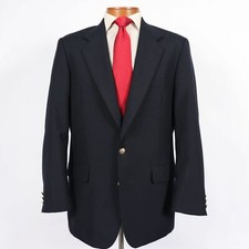 Bert Pulitzer 42L Mens Navy Blue Wool Blend Gold Button Blazer Sport Coat 289