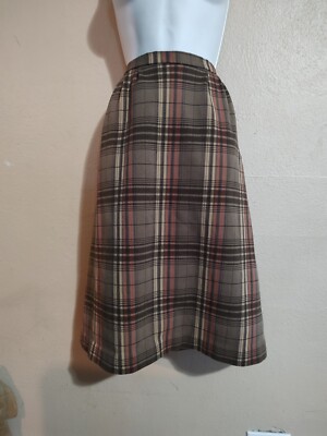 Vintage Lady Blair Perfect Brown Yellow Orange Fall Plaid Pencil - Main Image