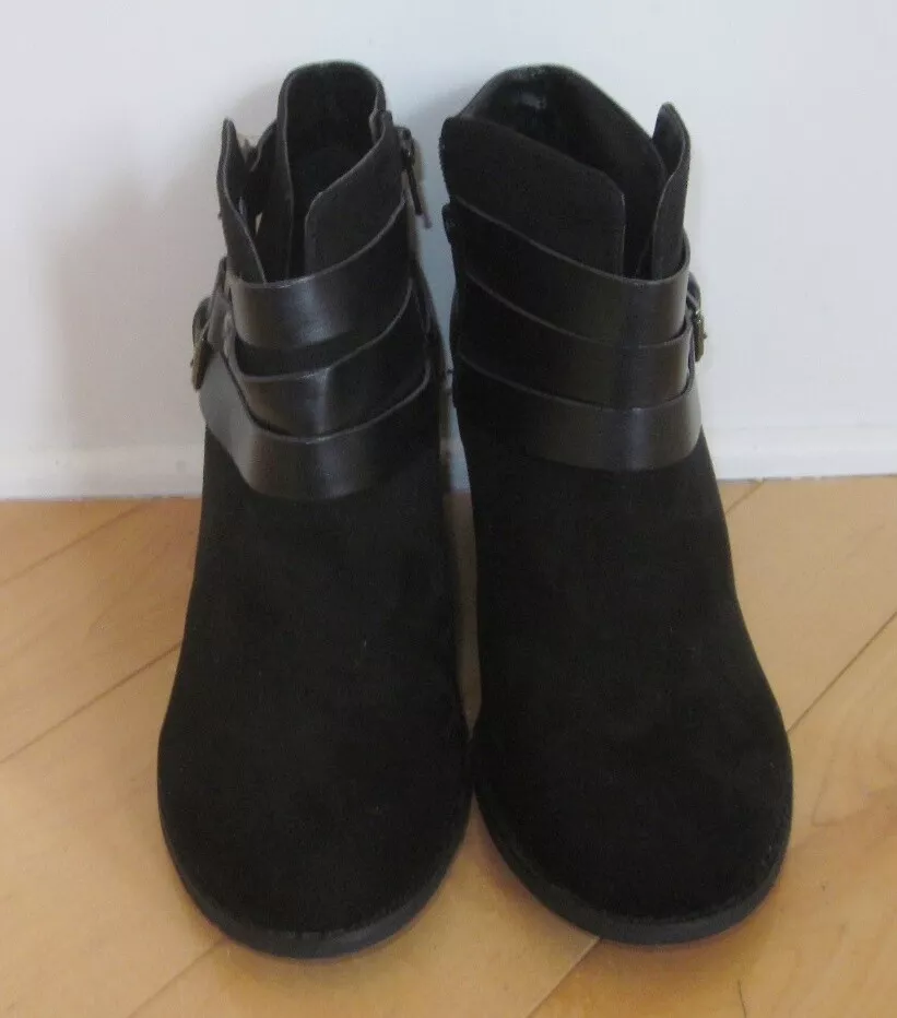 New Carlos Santana Cassedy Black Suede like Wedge Ankle Boots 8.5