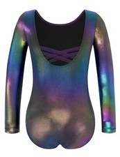Gymnastic Leotards for Girls Long Sleeve Tumbling Outfits Toddler Sparkle Ath...