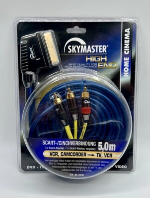 Skymaster Audio  1 x Scart auf 3 x Chich 5,0 m Vergoldet High End