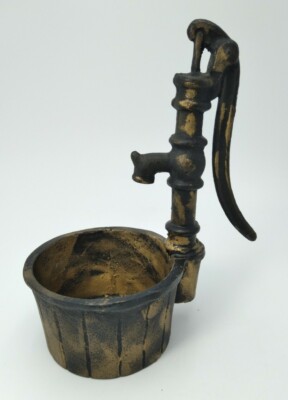 Vintage BRASS Flower Pot Water Well Hand Pump Planter Succulent Window Décor