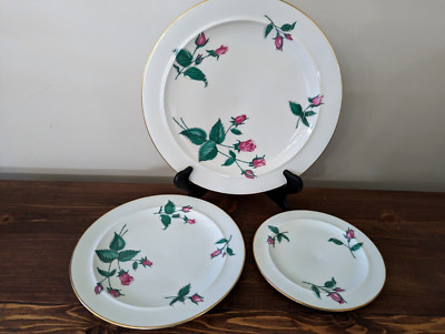 Set of 3 Easterling Bavaria Germany Pink Rose Buds RADIANCE -Dinner, Salad,Bread