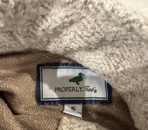Properly Tied Boys Upland Pullover Ivory Tan Snap Pockets Size 5 - Picture 4 of 4