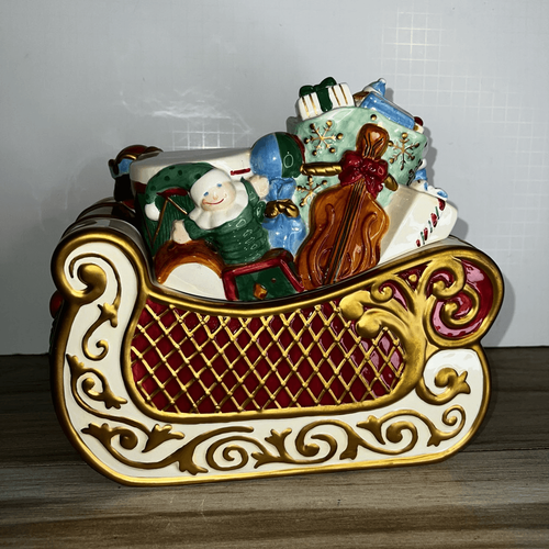 Original Avon Joyous Celebration St.Nicholas Collection Santa Sleigh Cookie Jar - Picture 5 of 8