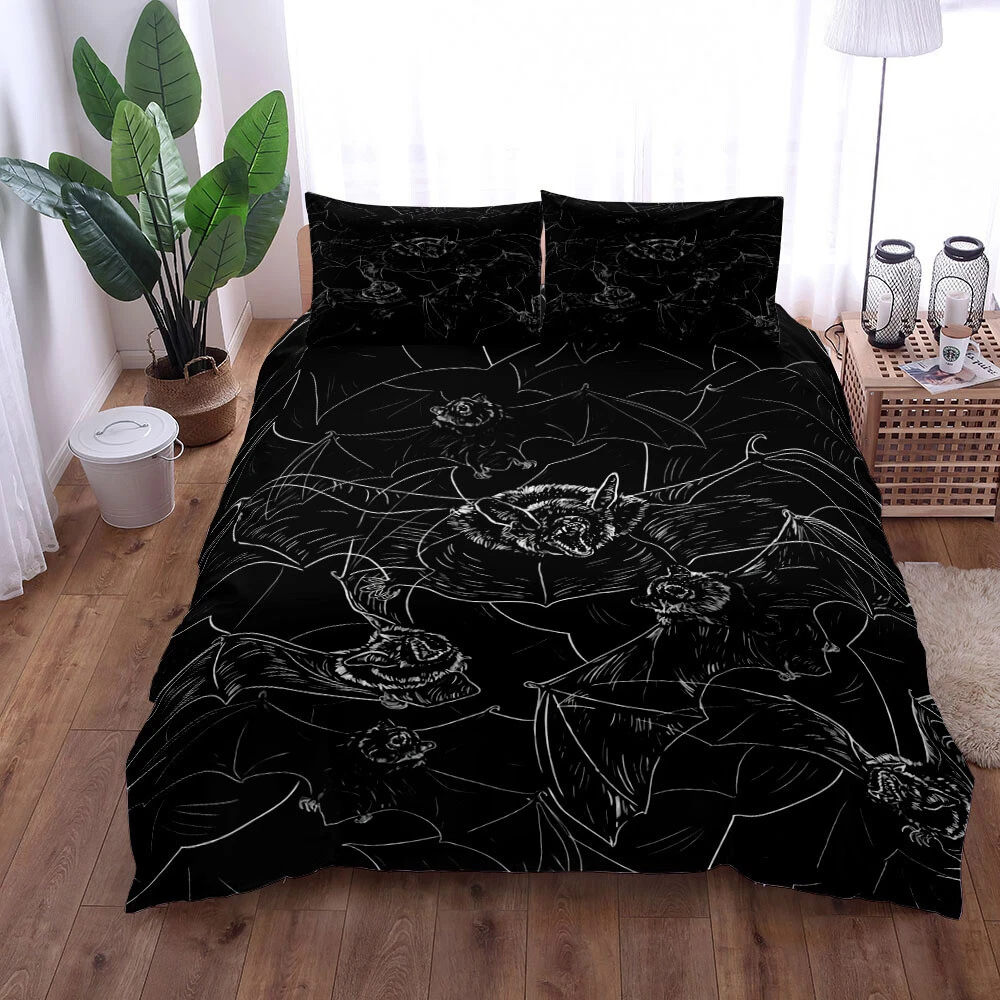 Medieval Bat Monster Duvet Quilt Cover Pillowcase  Double King Bedding Set