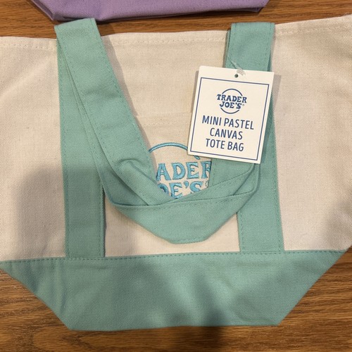 New Set of 4 - Trader’s Joe Pastel Canvas Mini Totes - Picture 3 of 5