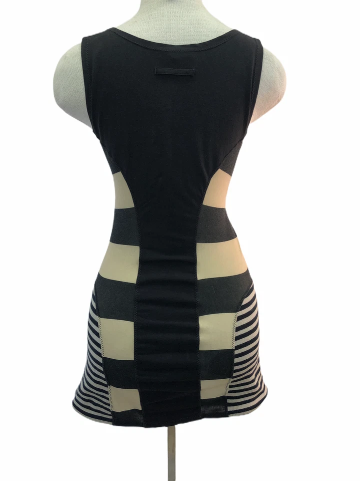 Vestido Bodycon Vintage Anos 90 Jean Paul Gaultier Maille Feminino Listrado Preto - Imagem 3 de 4