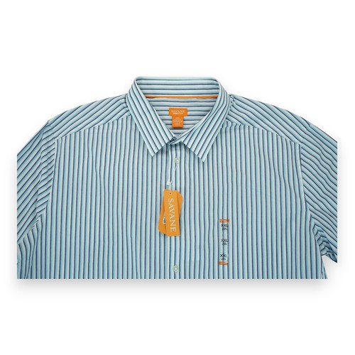 NWT Savane Shirt Mens XXL Plaid Long Sleeve Eco-Start Blue Business Workwear - Picture 4 of 6