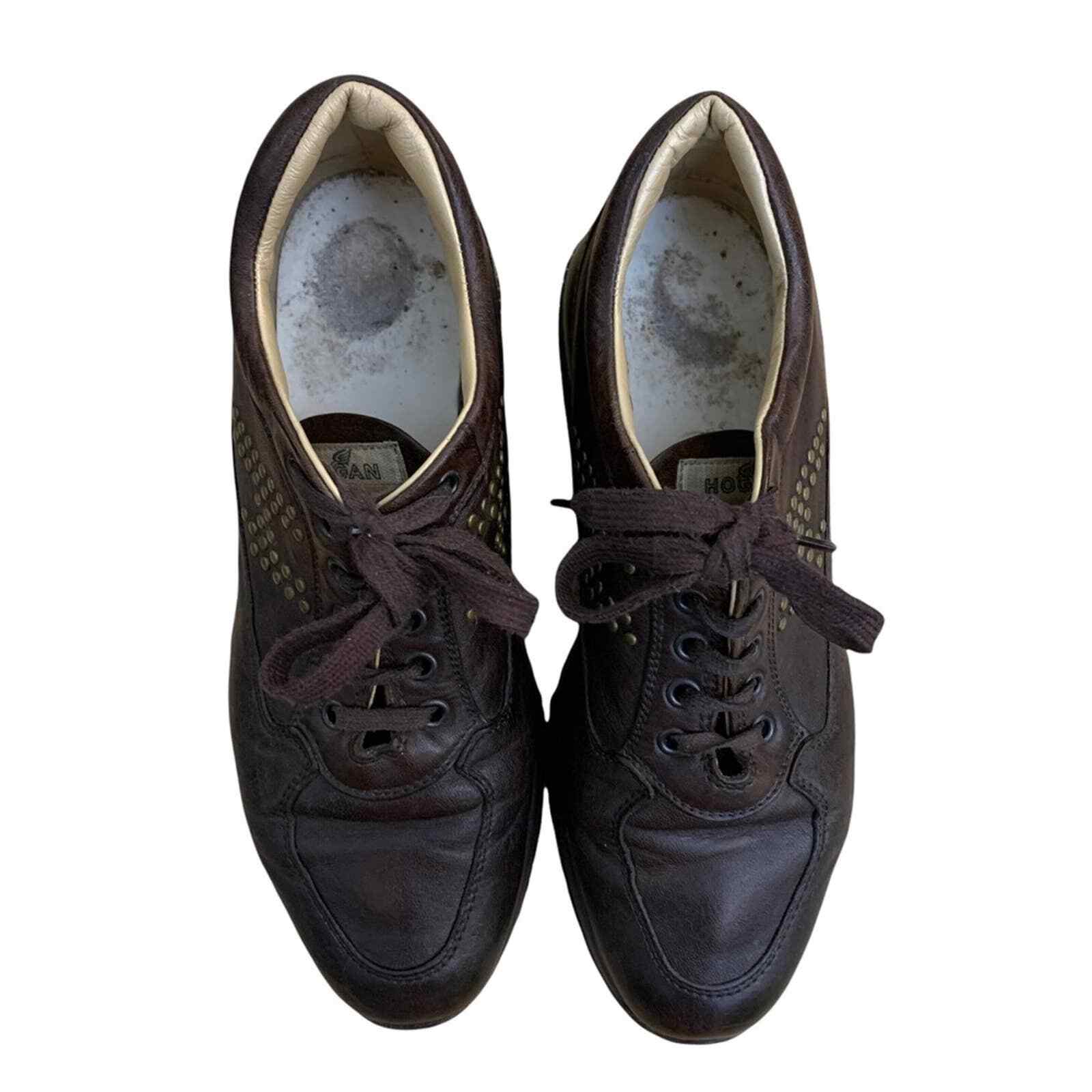 HOGAN Interactive Dark Brown Leather Platform Sne… - image 3