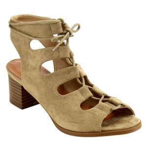 suede toe sandals block lace open chunky gladiator heel low natural