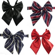 Women's Silk-like Tie Striped Bow Tie JK Bow Tie Solid Color Professional Bow