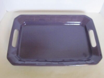 Longaberger Pottery Woven Traditions EGGPLANT HANDLED PLATTER  ~ Dining Kitchen