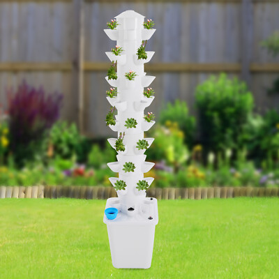 Vertical Hydroponic Growing Kit - 9 Tier, 45 Sites, 20L, White, US Plug