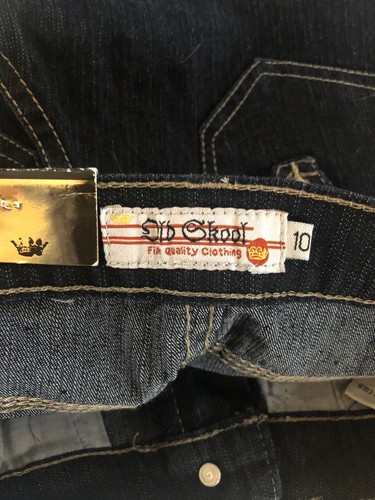OLD SKOOL Girls Chopped Dark Wash Capri Jeans NWT Sz 10 Emb Pockets - Picture 5 of 9