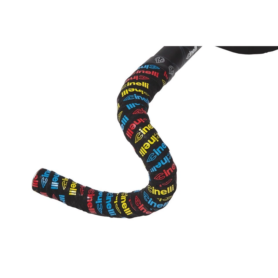 Cinelli Logo Velvet Bicycle Cycle Bike Bar Tape Multi-Colour Blue Red Yellow - Image 2 of 2