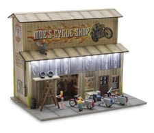 MENARDS MOE’S MOTORCYCLE SHOP! O GAUGE BUILDING ACCESSORY HARLEY DAVIDSON CYCLE