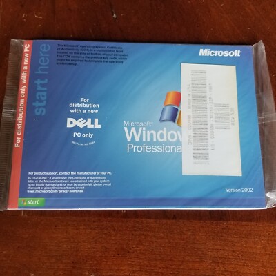Microsoft Windows XP Professional Reinstallation CD & Manual Version 2002 Dell