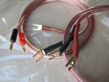 HiFi audio. 11 AWG OFC Speaker Cable 2 Banana 2 Spade 1 Pair, 4.9ft/1.5m