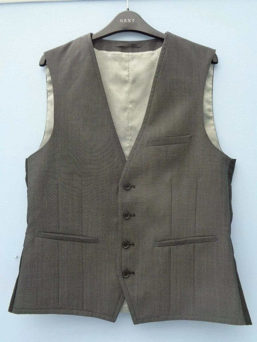 NEXT WAISTCOAT size 38 R 96.5cm LIGHT GREY FRONT BLACK BACK