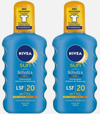 NIVEA SUN Schutz & Bräune Sonnenspray LSF 20   2er Pack (2 x 200 ml)