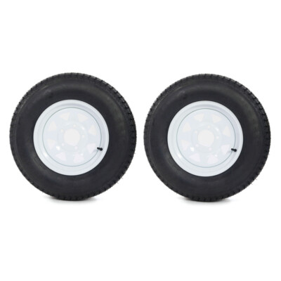 #ad 2pcs Trailer Tire On Rim Tubeless ST175 80D13 LRC 5 Lug Hole White Spoke Wheel $138.36