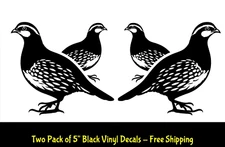 Pair of Quail Two 5" Black Vinyl Decals Window Truck Car Laptop Tablet Mailbox