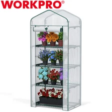 WORKPRO Mini Greenhouse 4-Tier Portable Rack Shelves Gardening Plant Green House