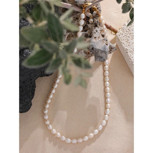 Pearls Necklace Natural Beaded Freshwater Pearl Gold Plated Chain Women Jewelry - Picture 11 of 18