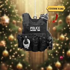 Personalized American Police Or Sheriff With Name And Number Christmas Acrylic