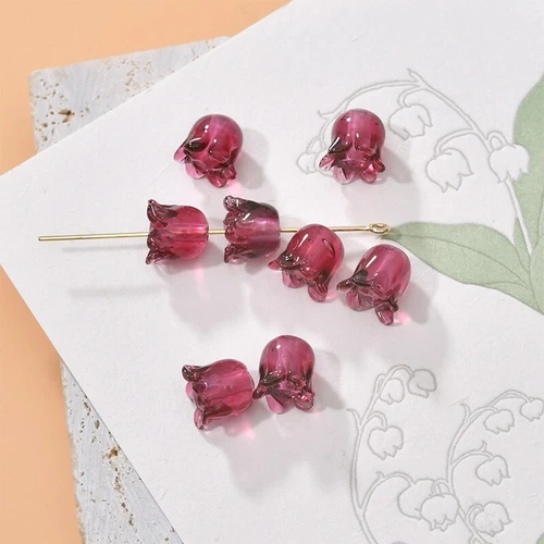 20 Multicolor Vintage Trumpet Bell Flower Beads Lampwork Glass 10x9mm DIY Crafts - Picture 3 of 22