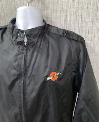 Vtg Swingster Mens Black USA Made Nylon Full Zip Cafe Racing