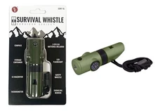 7-In-1 Emergency Survival Whistle Compass Thermometer LED Flashlight Magnifier