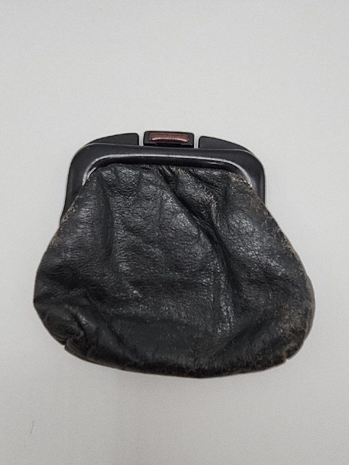 Monedero vintage Roger Gimbel accesorios cuero y Lucite Foto 3 de 4