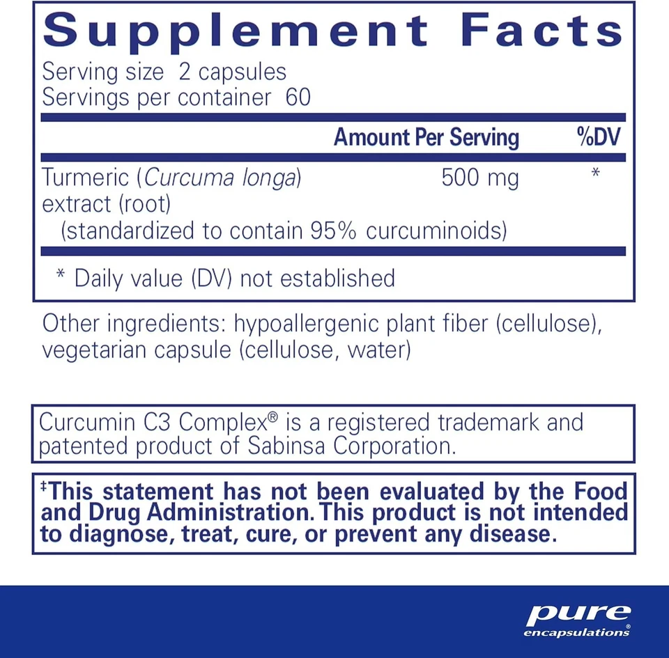 Pure Encapsulations Curcumina 500 mg Apoyo a la Salud Articular y Hígado 120 Cápsulas Foto 2 de 4