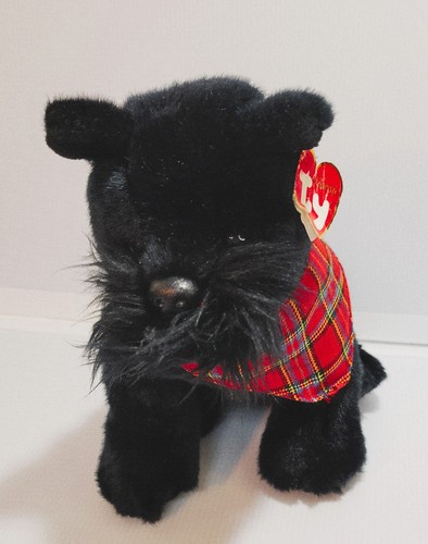 Ty Black Scottish Terrier Dog Dougal Large Plush Stuffed Animal Red Bandana - Picture 2 of 11