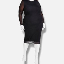 Nina Parker Womens Black Mesh Round-Neck Long Sleeve Dress Plus Sz 0X