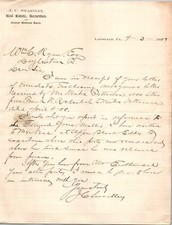 JC Swartley Lansdale PA 1909 Letterhead Real Estate & Securities