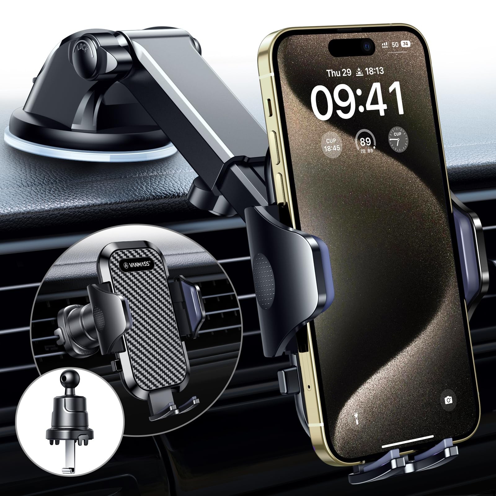 Vanmass 2024 Best Car Phone Holder Rotatable Mobile Phone Mount - Image 2