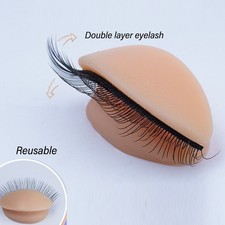 3 Pairs Brown Silicone Replaced Eyelids Double Eyelashes For Mannequin Head